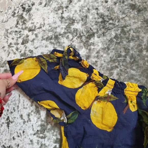 Blush Lemon Print Off The Should Crop Top - Picture 3 of 8